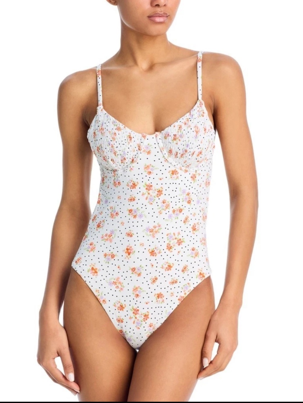 AQUA Smocked Underwire One Piece Swimsuit - size XL